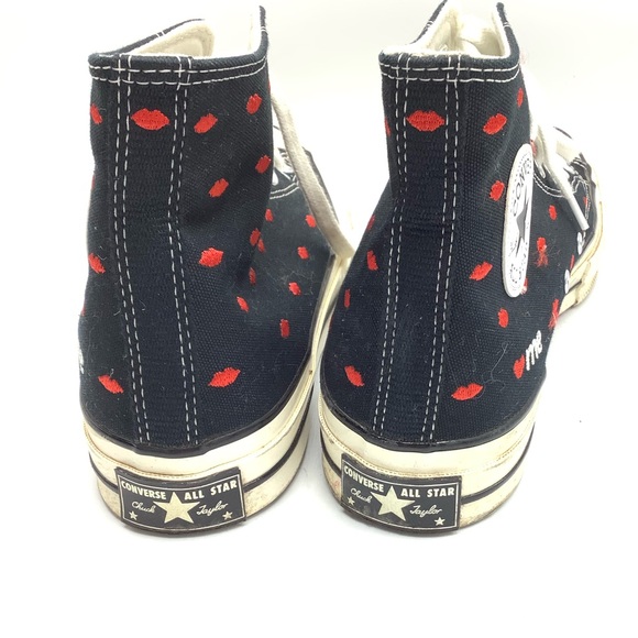 Converse Chuck 70 Hi Embroidered Lips "Love Me" Black Sneakers - Picture 7 of 8